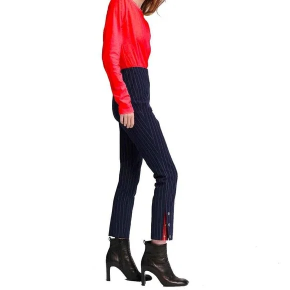 Rag & Bone Simone Pinstripe Snap Pants Navy Blue Cropped, Size 4